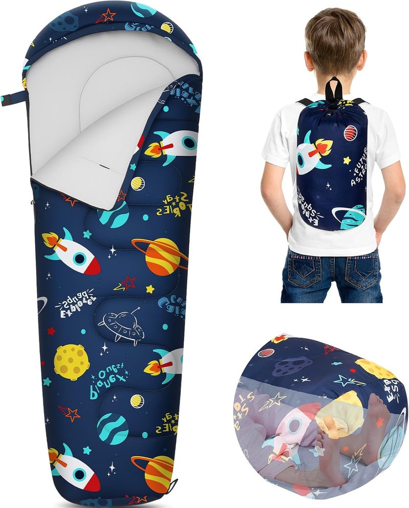 FIOBEE Kids Sleeping Bag for Girls Boys 3 Season Warm & Cool Weather Youth Camping Sleeping Bags with Backpacking Bag Waterproof for Traveling Hiking Indoor Outdoor Camping Essentials - Image 1